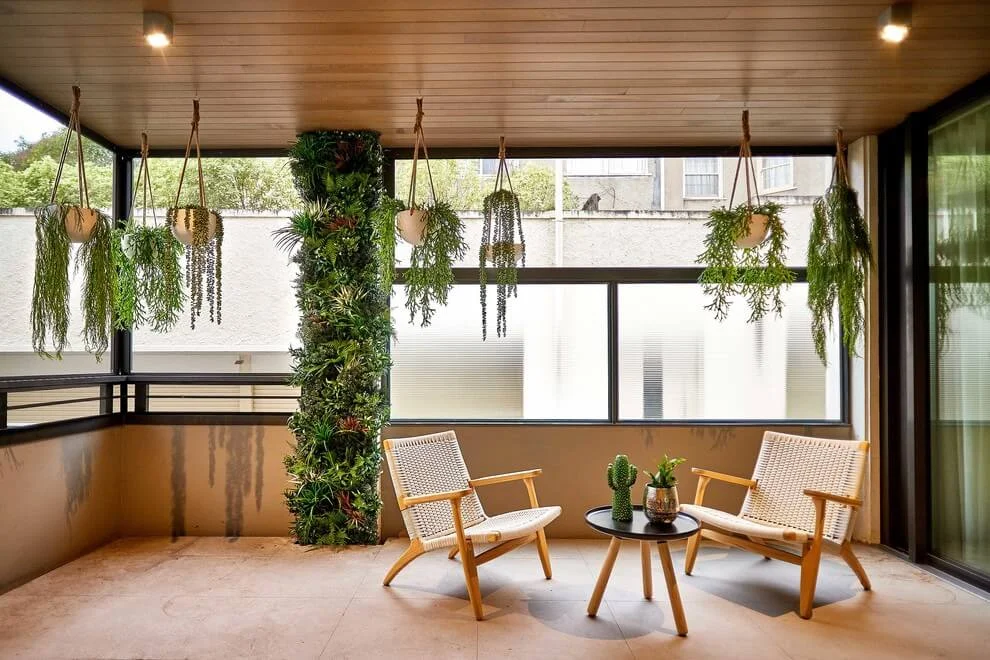 indoor hanging pots and wall garden