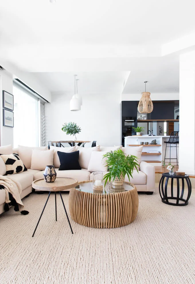 patterned coffee tables and cushions