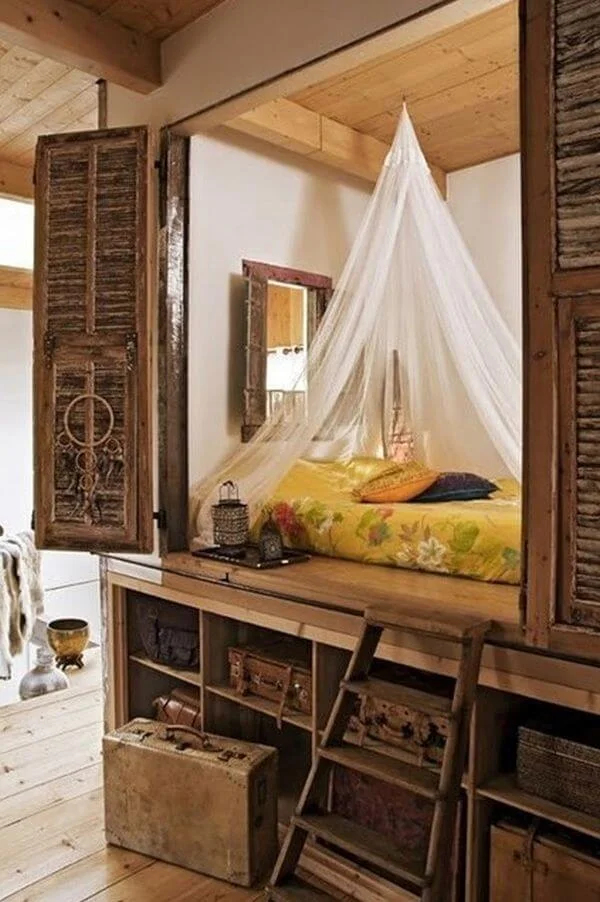rustic alcove bed design