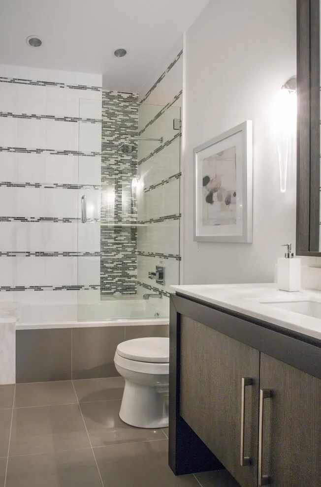 shower stall and bathroom vanity