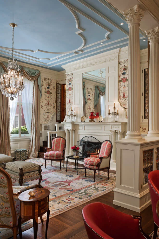 Eclectic Wallpaper Living Room