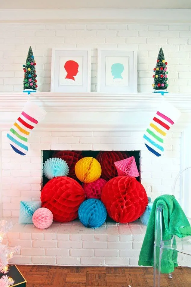 Flamboyant Fireplace Mantel Christmas Decor