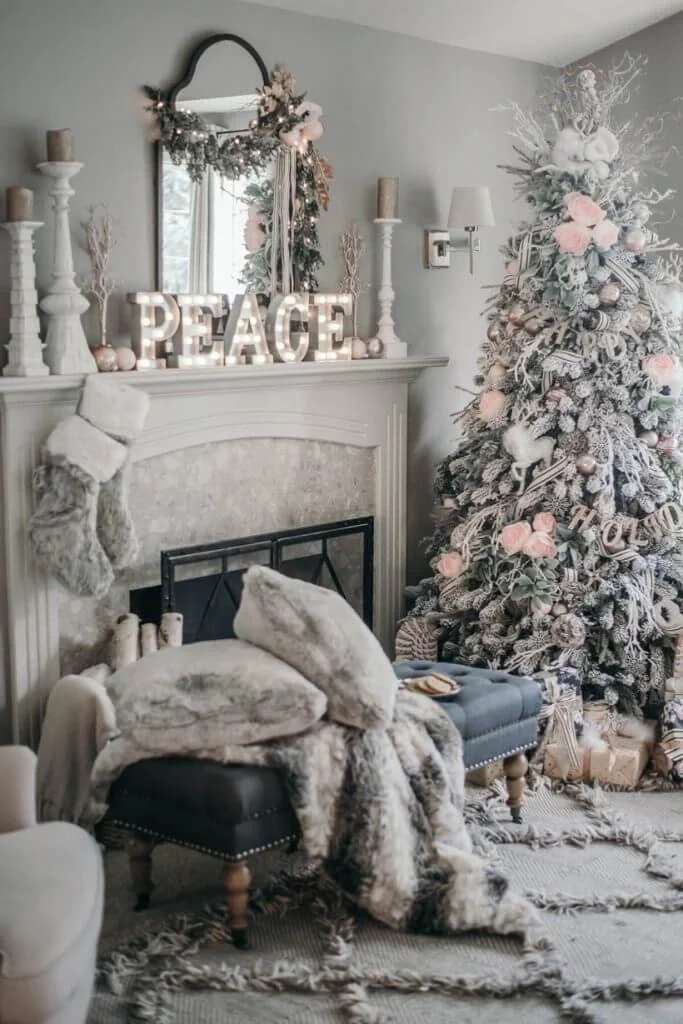 Grey Living Room Christmas Tree