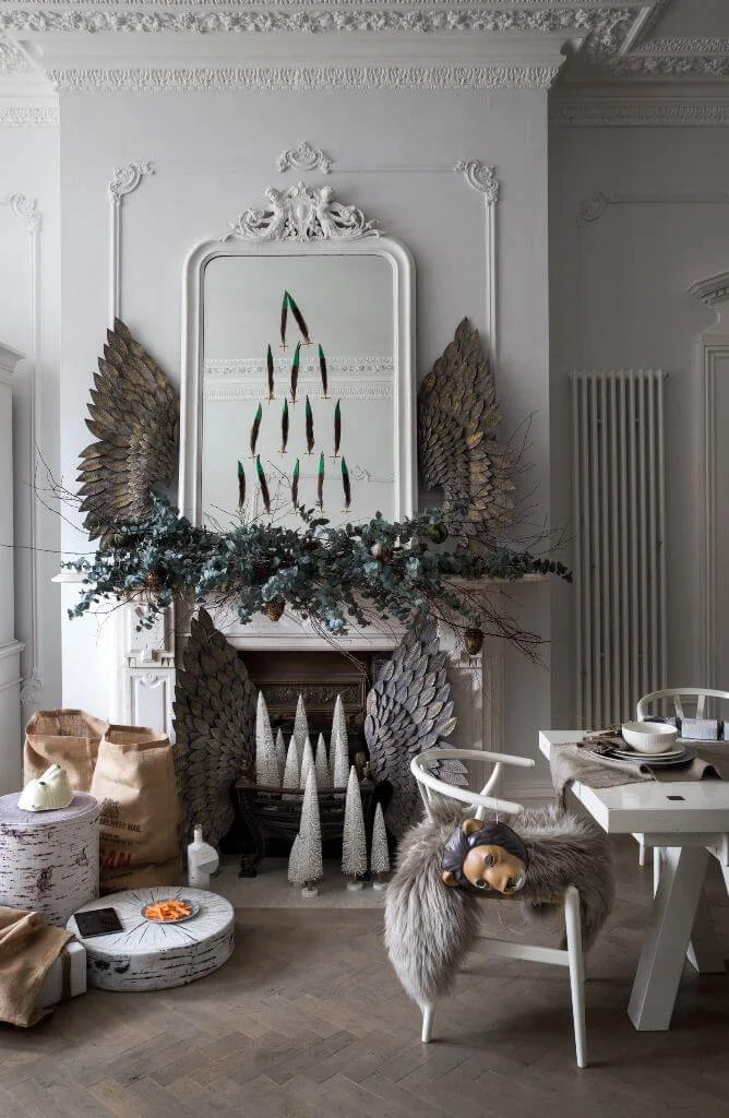 Scandinavian Christmas Fireplace Mantel