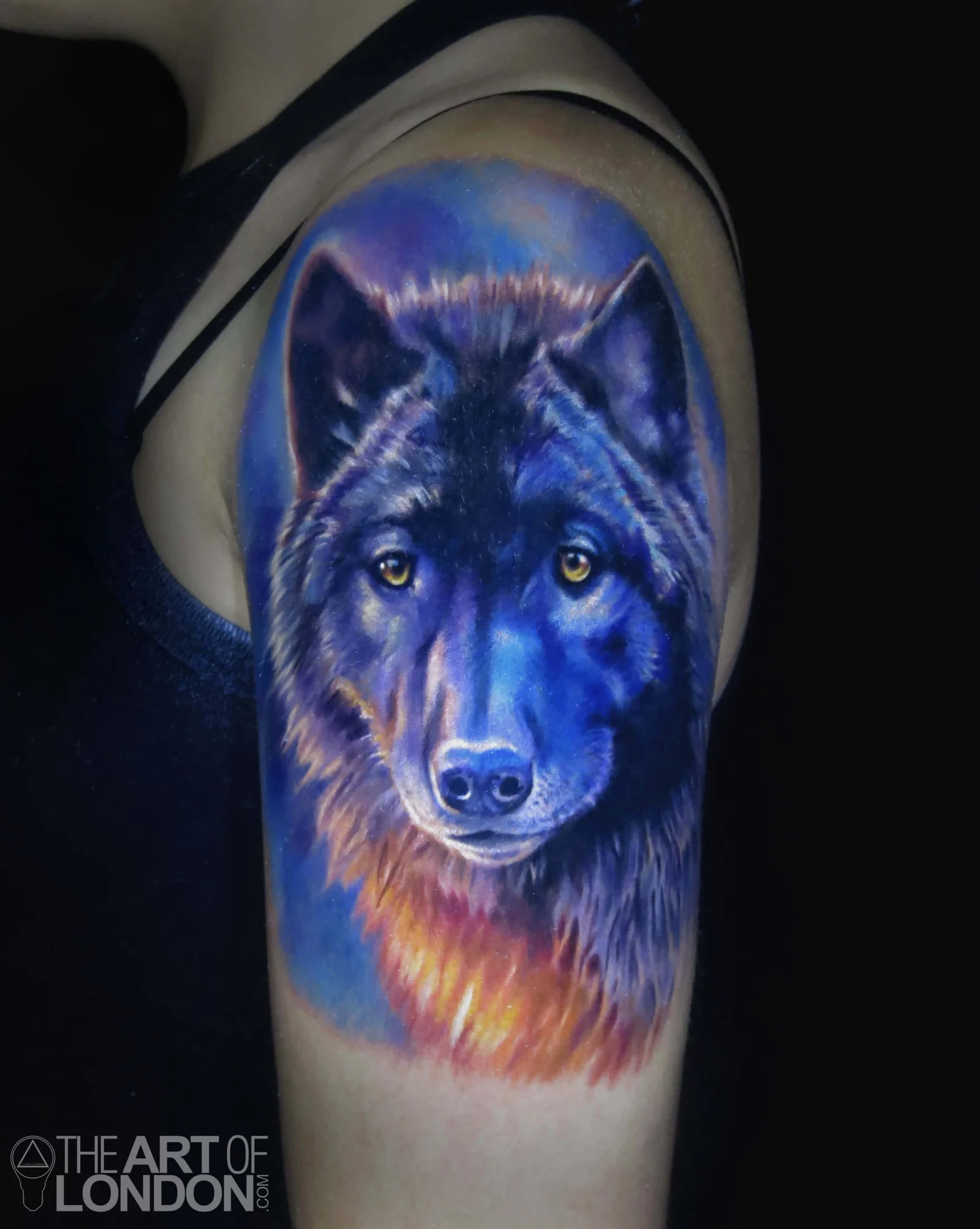 Colorful Wolf Tattoo
