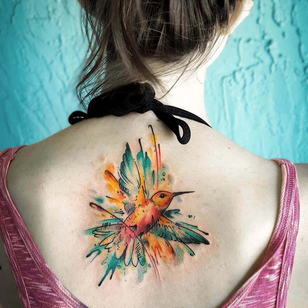 Hummingbird Watercolor Tattoo