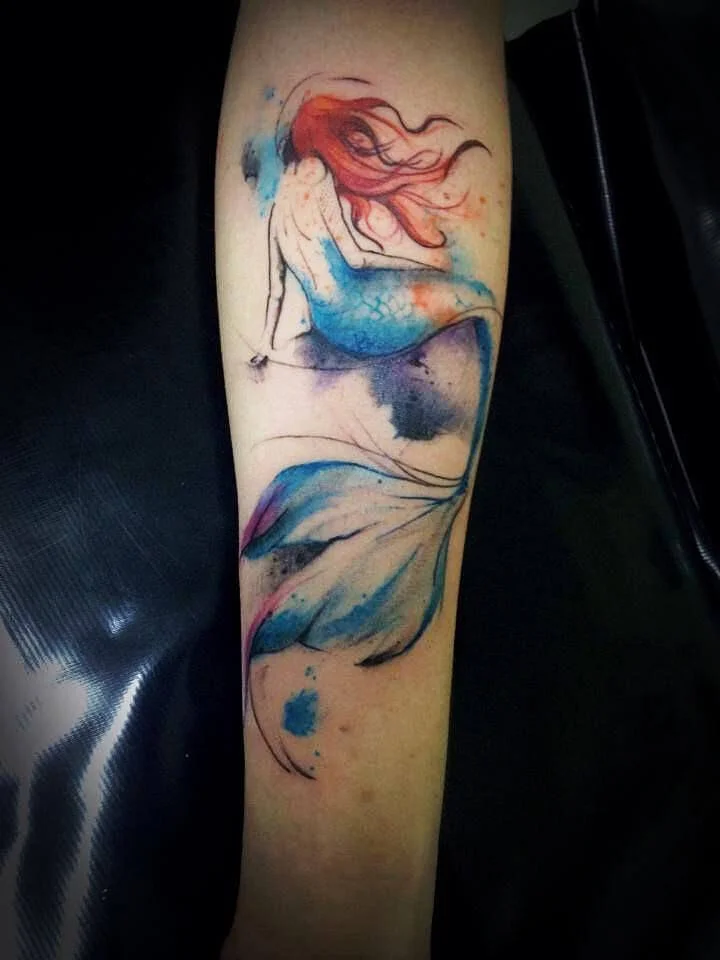 Mermaid Watercolor Tattoo