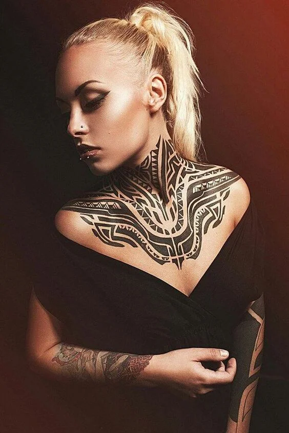 Tribal Neck Tattoo