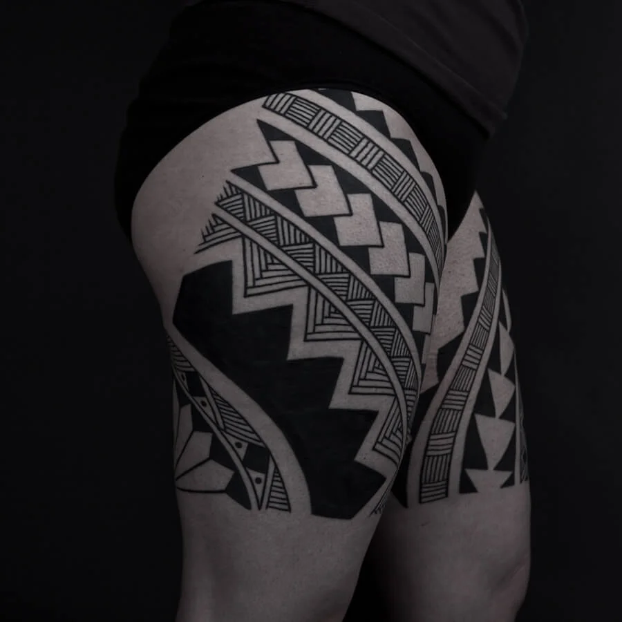 Thigh Tribal Tattoo