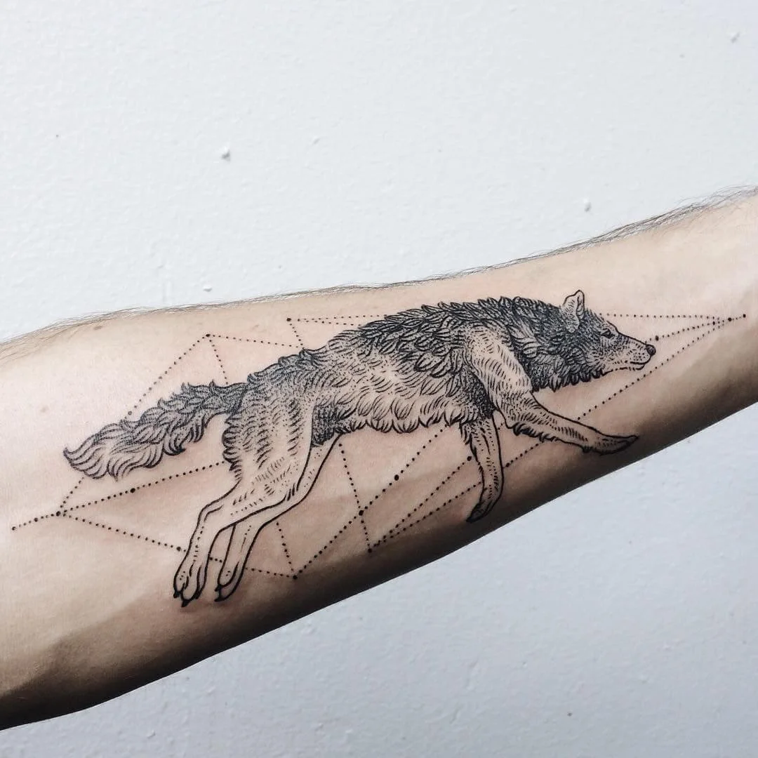 Running Wolf Tattoo