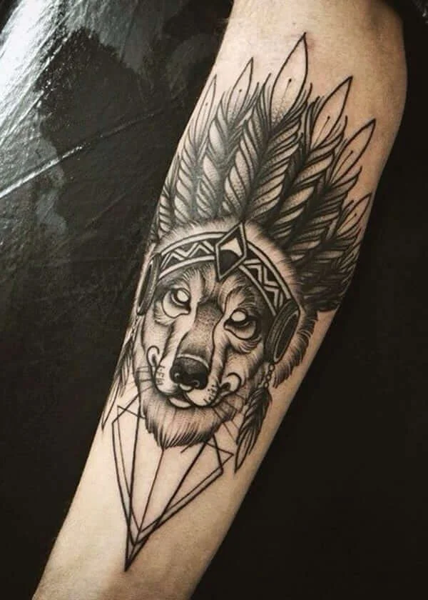Native American Wolf Tattoo