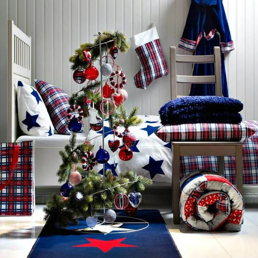 Christmas Bedroom Plaid Decorations