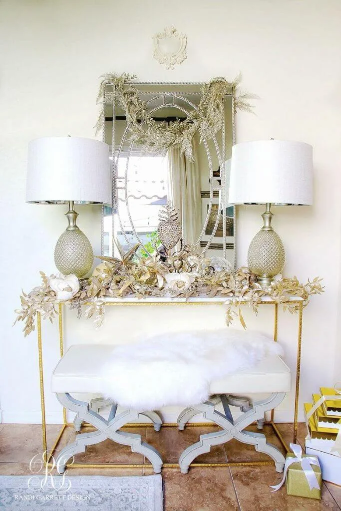 Christmas Entryway Gold Lights Decoration