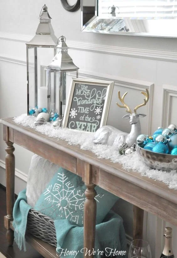 Christmas Table Decor Coastal Colors