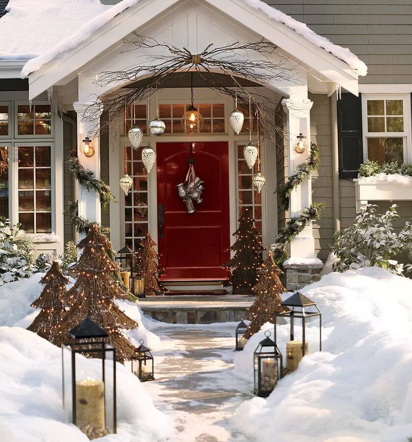 Christmas Trees Lanterns Yard Decor