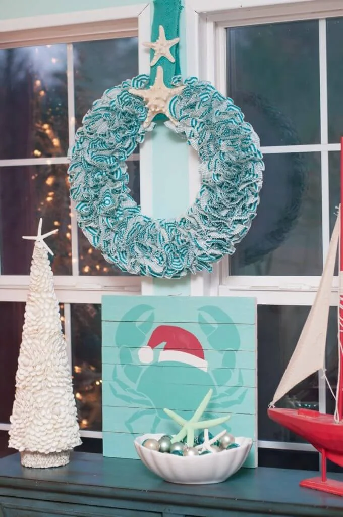 Coastal Christmas Window Decor