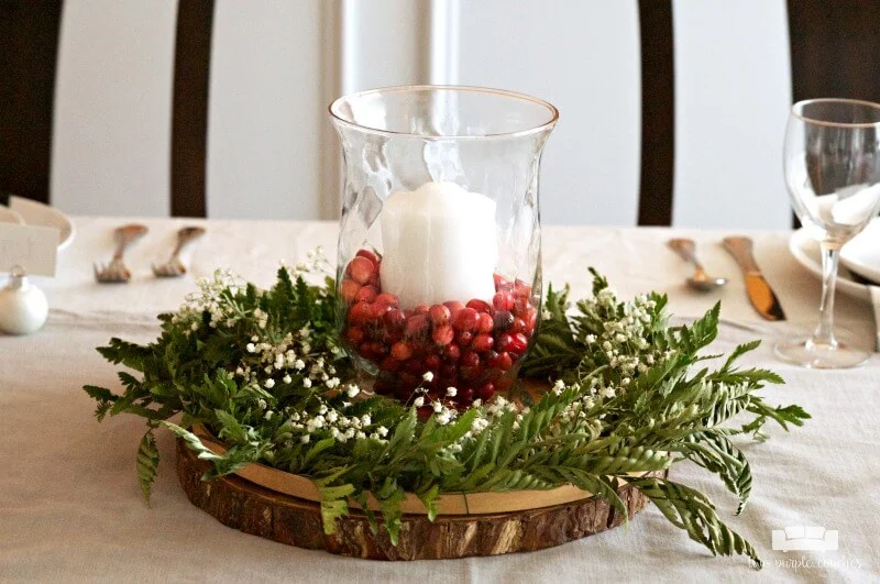 DIY Cranberry Candles Christmas Centerpiece