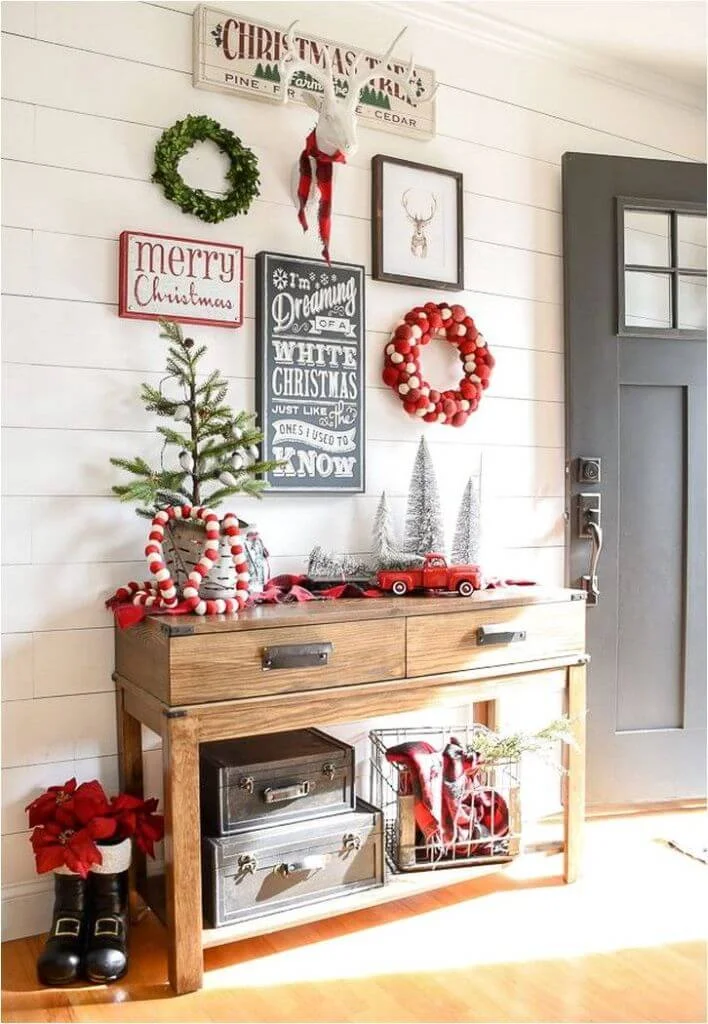 Entryway Table Christmas Signs Decor