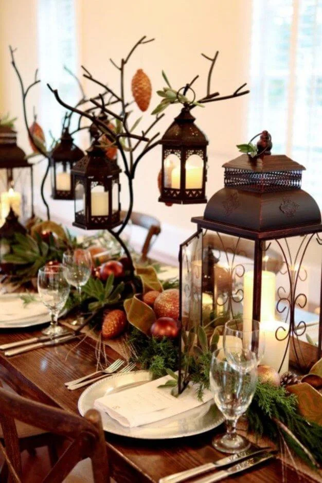 Festive Dinner Table Lanterns Decor