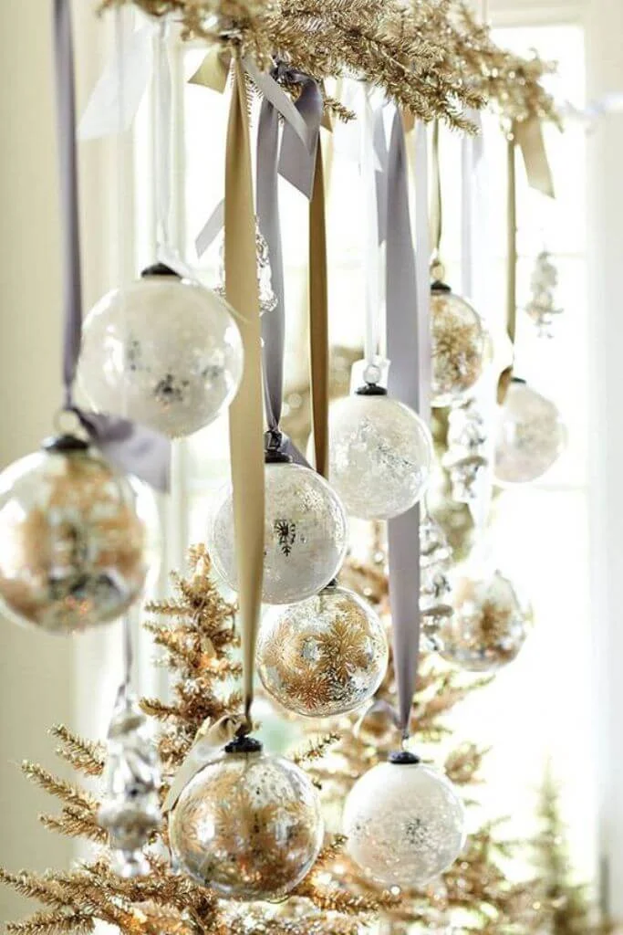 Gold Silver Christmas Window Decor