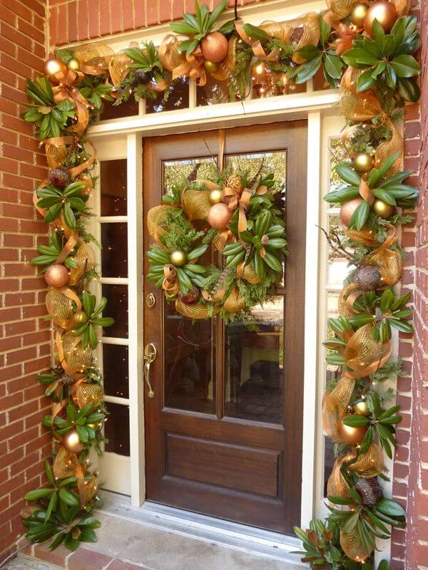 Green Gold Front Door Decor