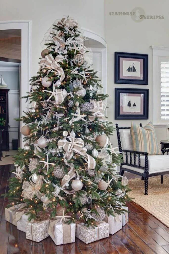 Living Room Coastal Christmas Decor