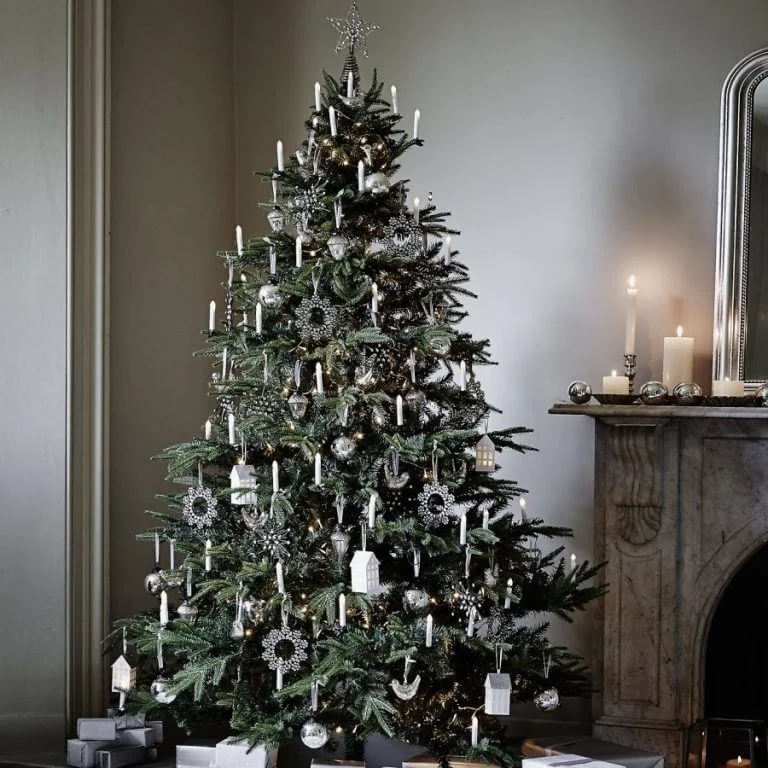 Modern Silver White Christmas Tree