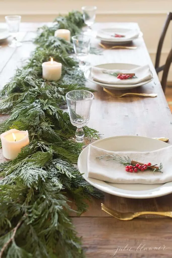 Natural Festive Garland Tablescape