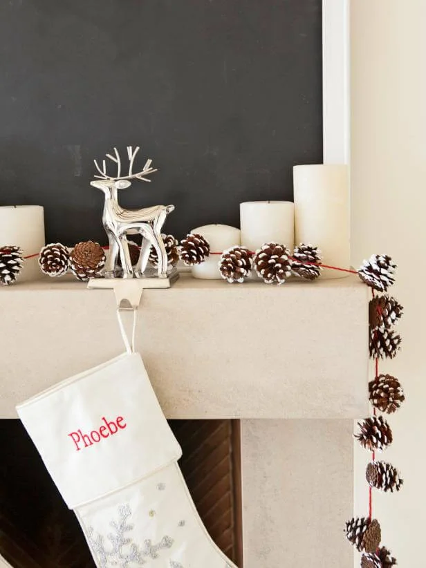 Pine Cone Garland Mantle Decor