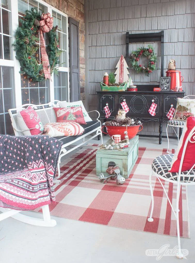 Vintage Christmas Front Porch Decoration