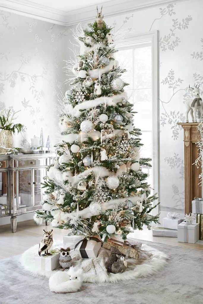 White Silver Gold Christmas Tree