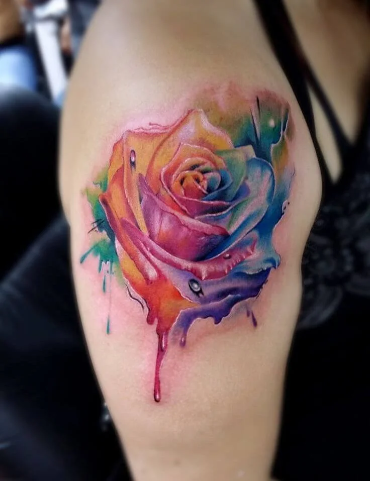 Colorful Rose Tattoo