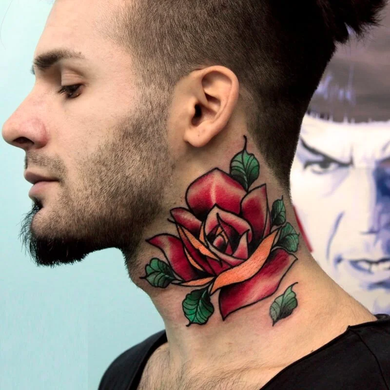Neo Traditional Rose Tattoo