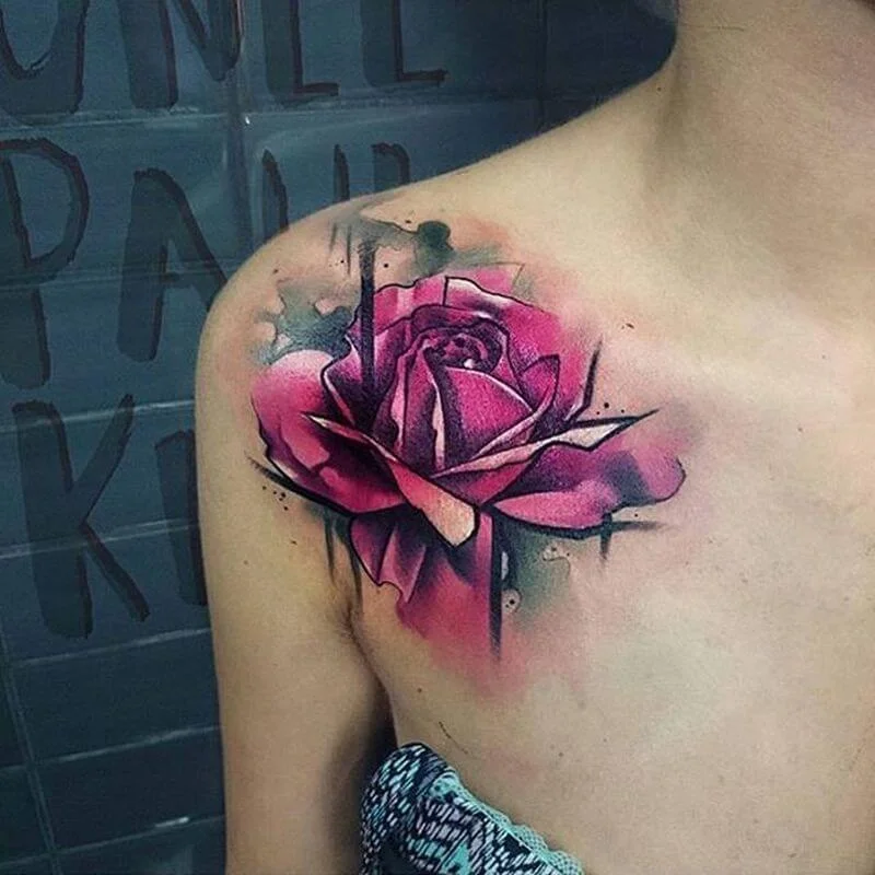 Watercolor Rose Tattoo