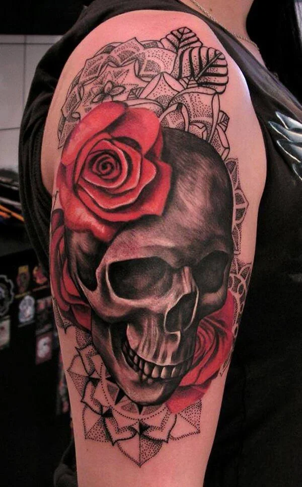 Rose Skull Tattoo
