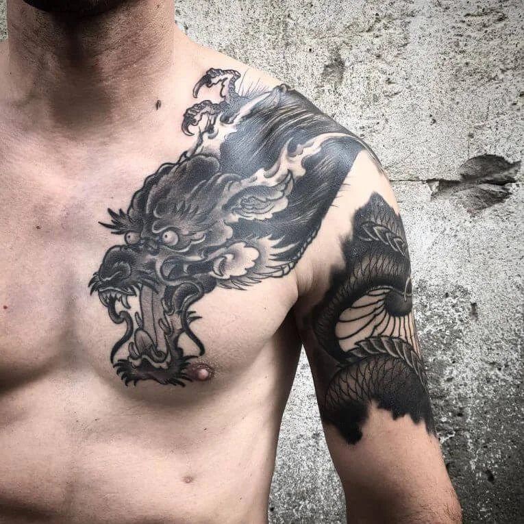 Chest Dragon Tattoo