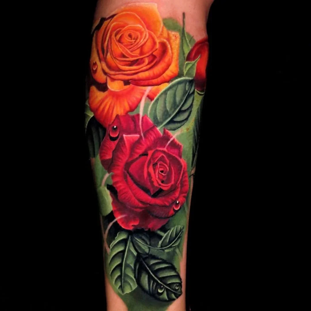 Realistic Rose Tattoo