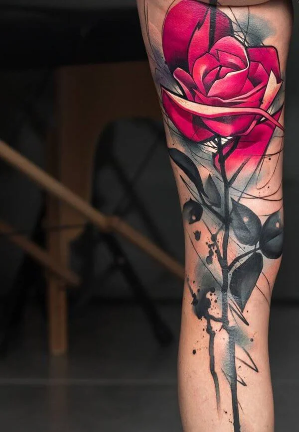 Leg Rose Tattoo