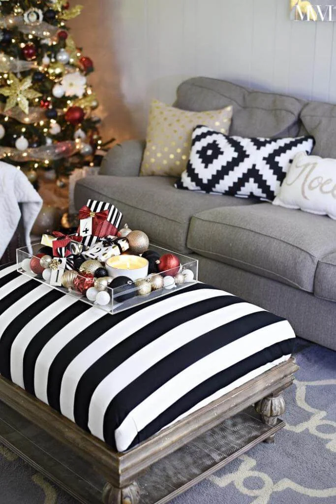 Black White Christmas Centerpiece Decor