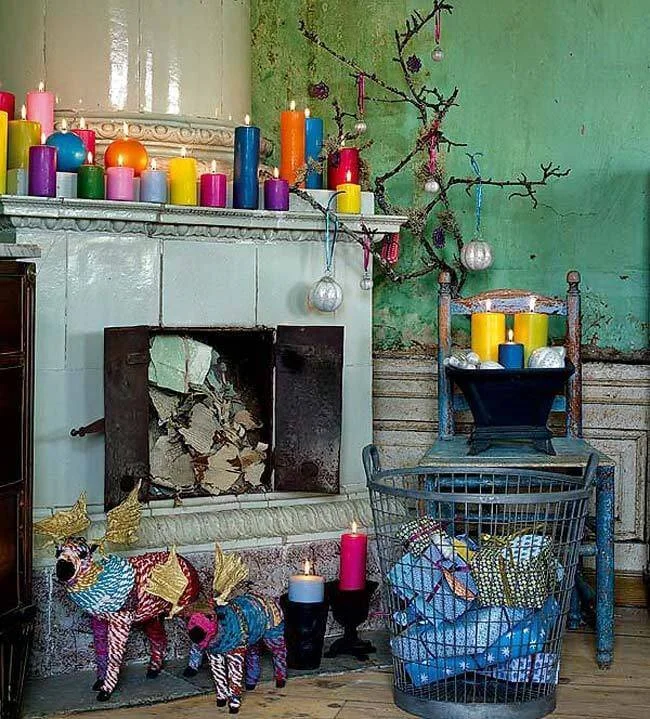 Bohemian Candles Fireplace Decoration
