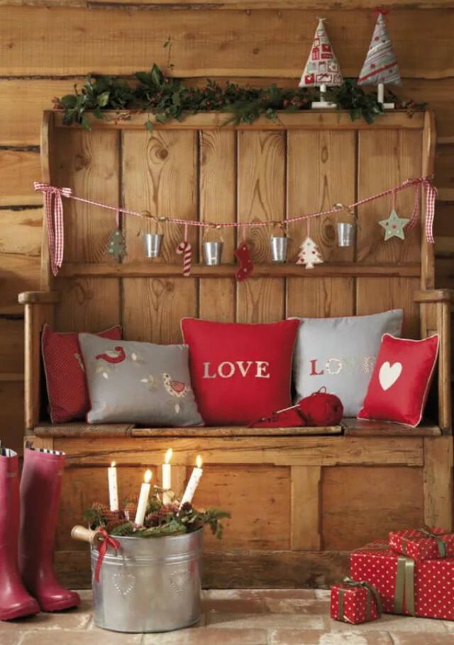 Christmas Entryway Red Grey Decor