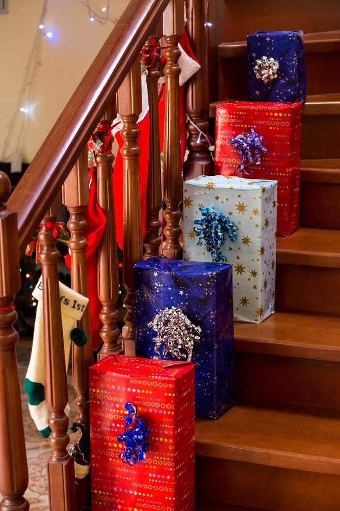 Christmas Gifts On Staircase