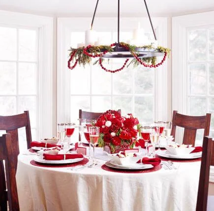 Cranberry Garland Chandelier Decor