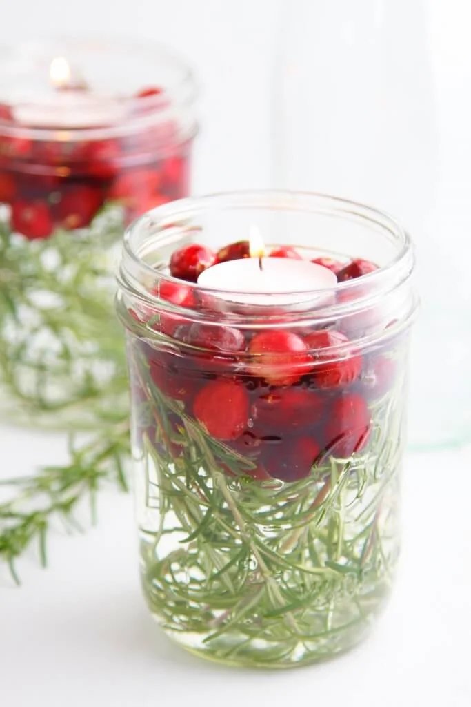 DIY Floating Candle Cranberry Decor