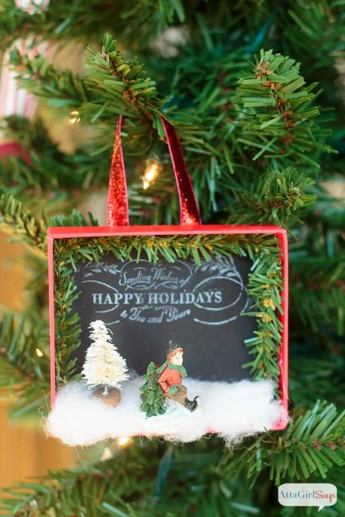 DIY Shadow Box Tree Ornament