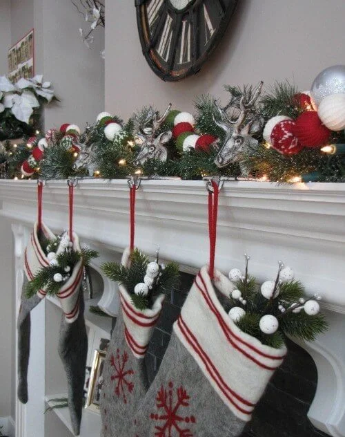 Fireplace Mantel Red Grey Decor