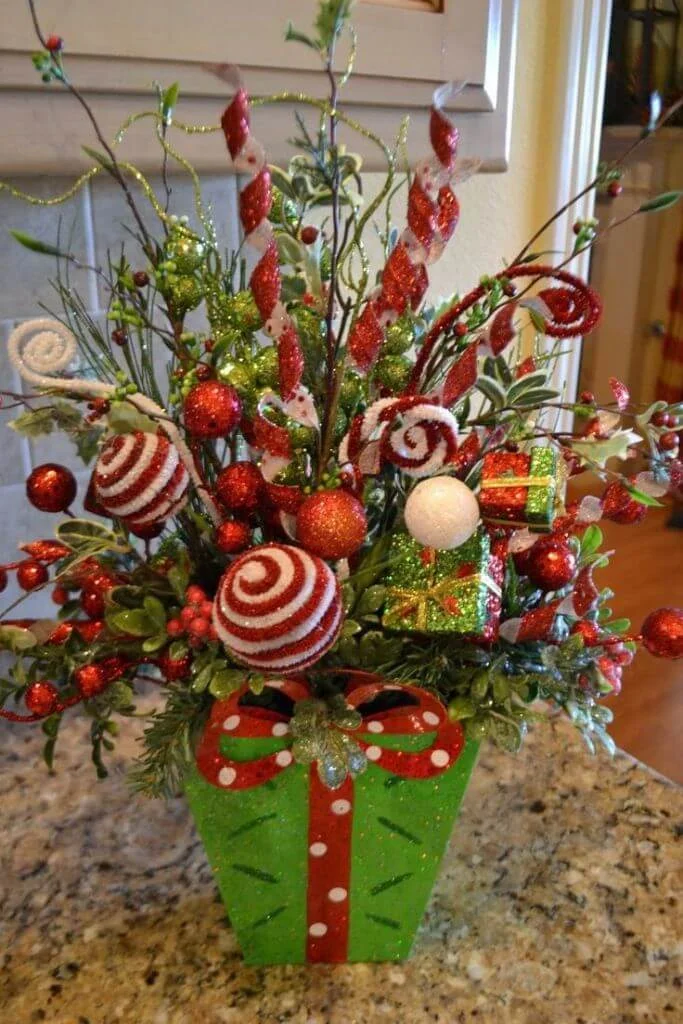 Flowery Glittering Christmas Centerpiece