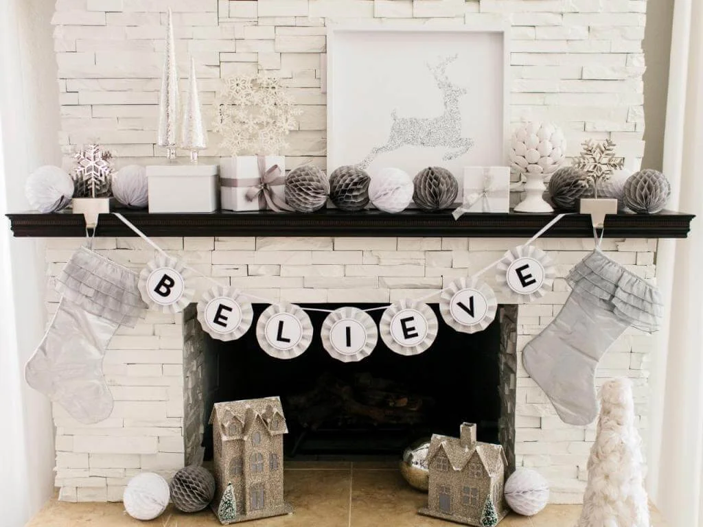 Metallic Colors Fireplace Mantel Decor