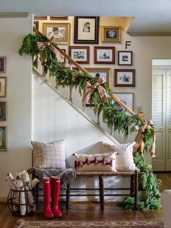 Natural Rustic Entry Staircase Decor
