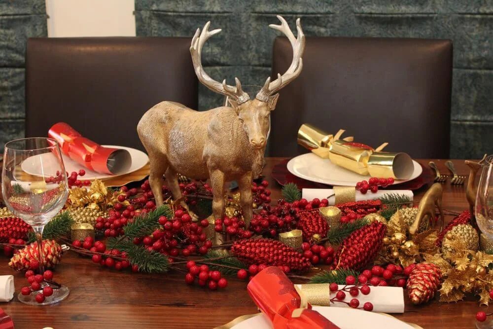 Rustic Red Gold Christmas Decoration